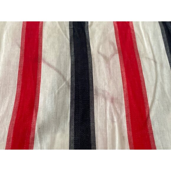 Vintage Fabric Red White Navy Stripe Quilting Sewing Cloth Cotton ~208 X 36 AS I - Picture 14 of 16